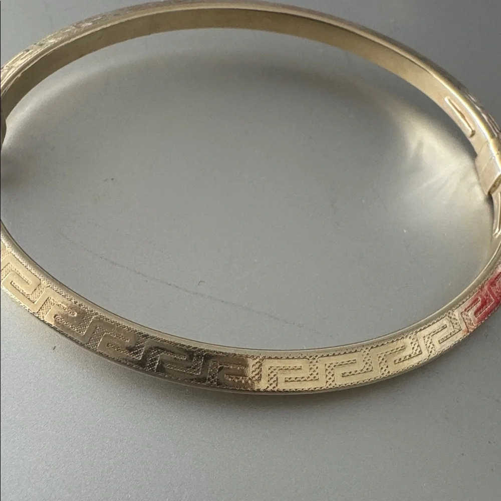 MIA FIORE Gold Plated 925 Sterling Silver Greek Key Dyadema Bangle Bracelet